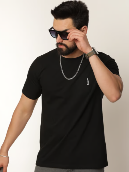 PREMIUM MENS BRAND LOGO PRINTED BLACK TSHIRT